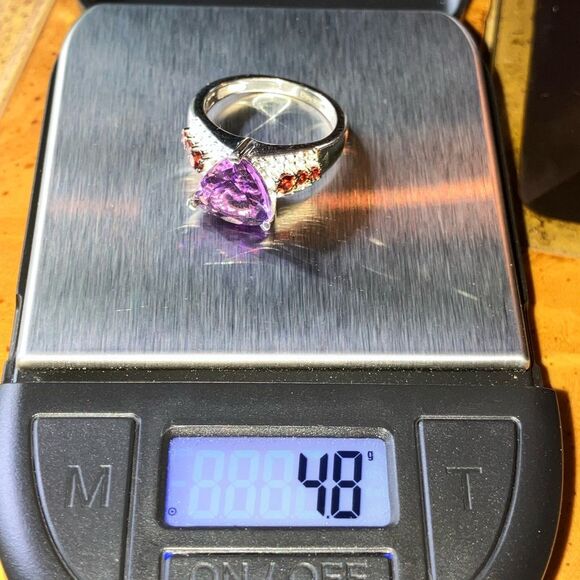Moroccan Amethyst Red Garnet Sterling Silver Ring Size 7 - Picture 9 of 9